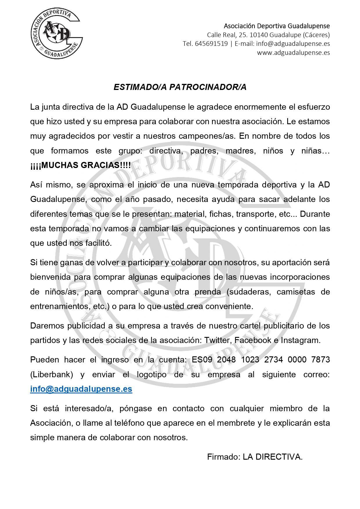 Carta patrocinador 2019-2020