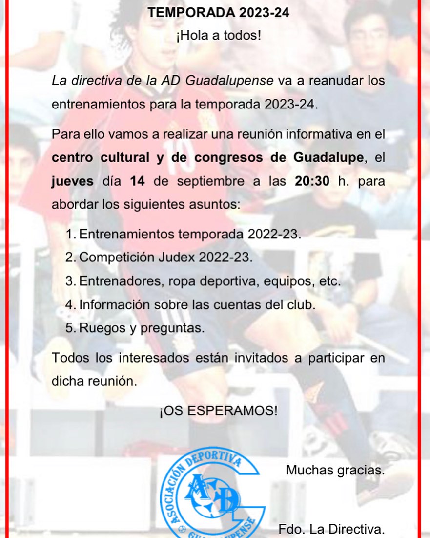 Reunión informativa para la temporada 2023-2024